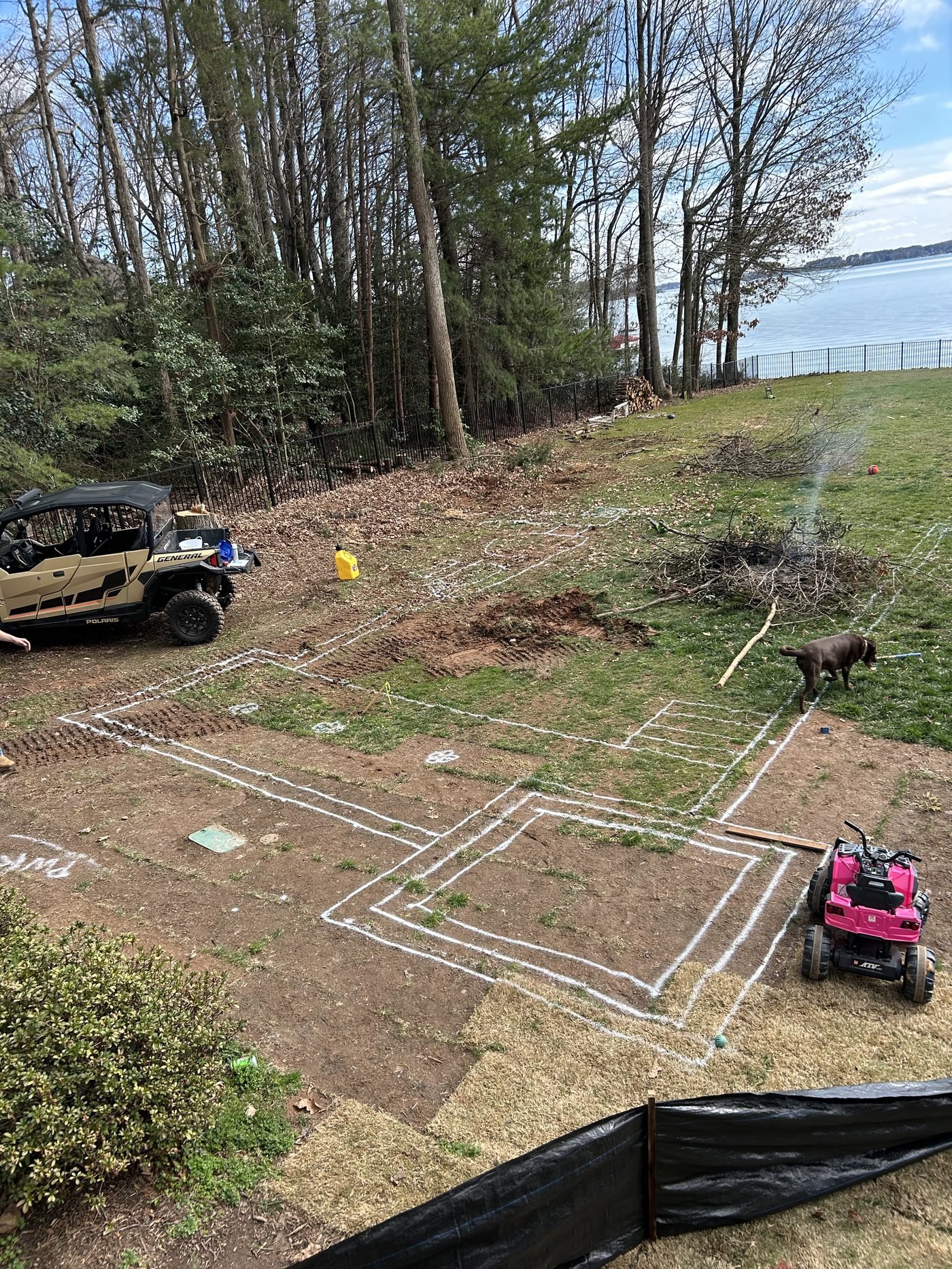 Pool layout marked on site